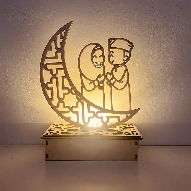 Wooden LED Lamp – Islamic Ramadan & Eid Table Ornament