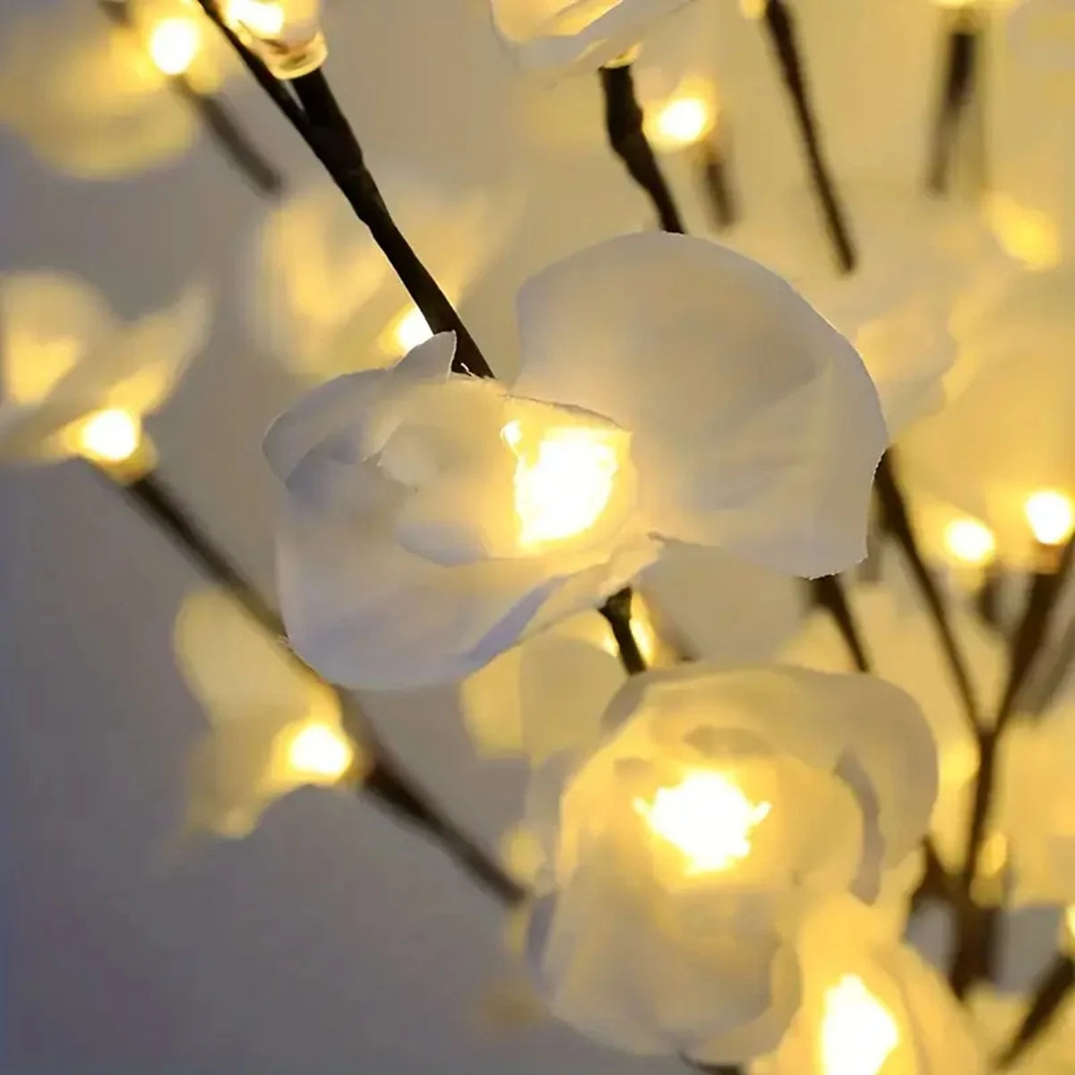 LED Orchideen-Blumenlicht – Weiße Phalaenopsis – 20–50 LEDs – Batteriebetrieben