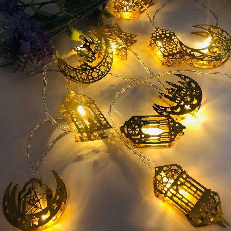 LED Lichterkette – Mond & Laterne Ramadan Dekoration, Warmweiß