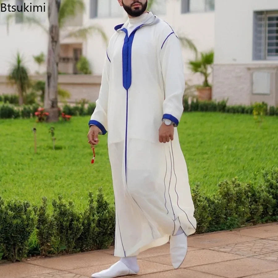 Eleganter Marokkanischer Kaftan für Herren – Lockerer Schnitt mit Traditionellem Stickmuster