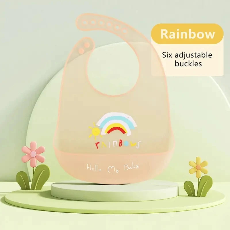 Wasserdichte Baby-Lätzchen aus Silikon, Verstellbare Weiche Babylätzchen mit Süßen Tiermotiven, Unisex für Jungen & Mädchen, Fütterungszubehör