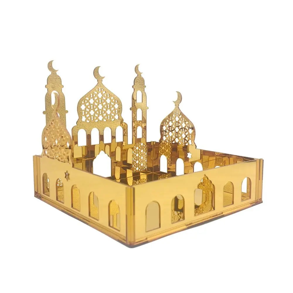 Luxuriöse Goldene Acryl Bonbon- und Aufbewahrungsbox – Elegante Ramadan & Festtagsdekoration
