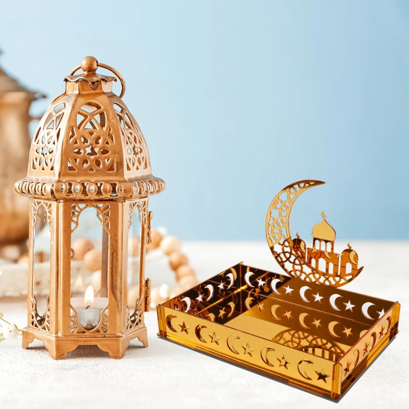 Elegant Eid & Ramadan Tray – Acrylic Decor Plate for Table Centerpieces