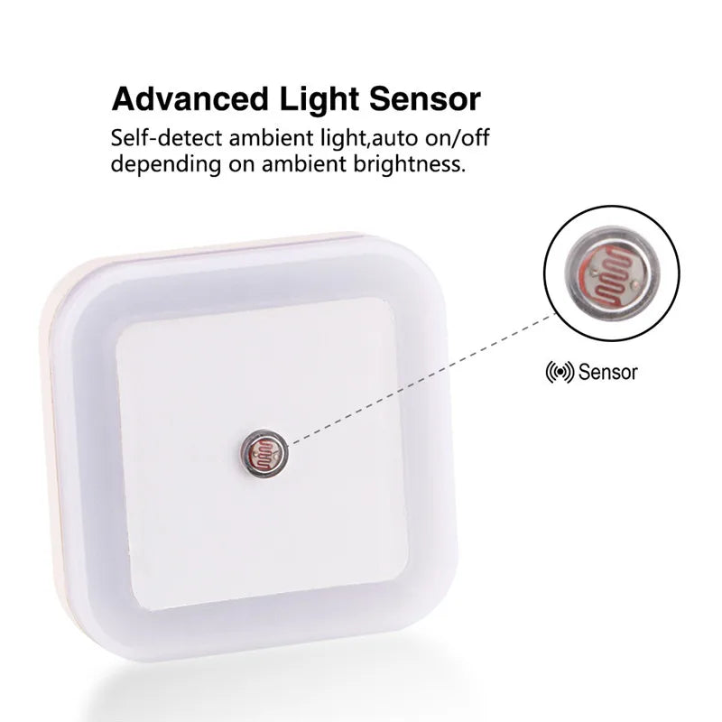 Quadratische LED-Nachtlampe mit Lichtsensor
