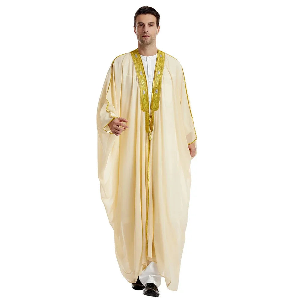 Traditionelle Arabische Männer-Bisht – Leichtes, Elegantes Übergewand mit Goldverzierung