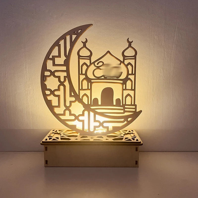 Wooden LED Lamp – Islamic Ramadan & Eid Table Ornament