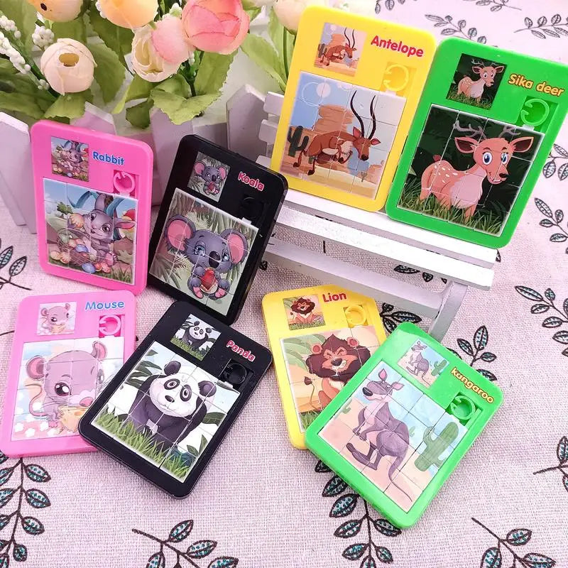 Schiebepuzzle für Kinder – 6-teiliges Set mit Zahlen & Tieren zum Lernen & Spielen