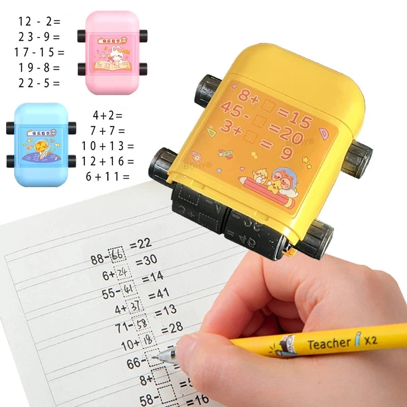 2-in-1 Mathe-Lernstempel für Kinder – Addieren & Subtrahieren mit Rollendesign
