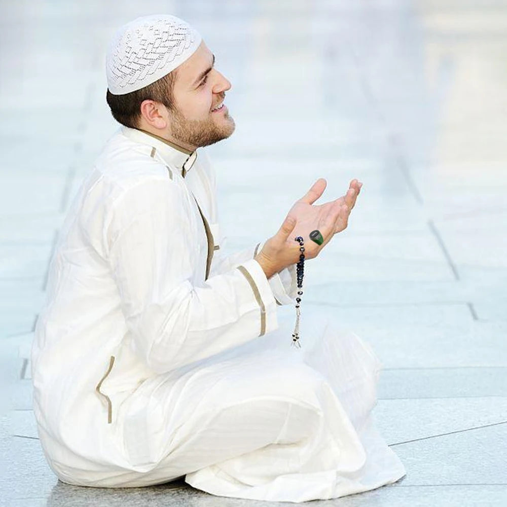 خاتم رقمي قابل لإعادة الشحن لعد التسبيحات - خاتم ذكر عالي الجودة مع شحن من النوع C ومنبه للصلاة