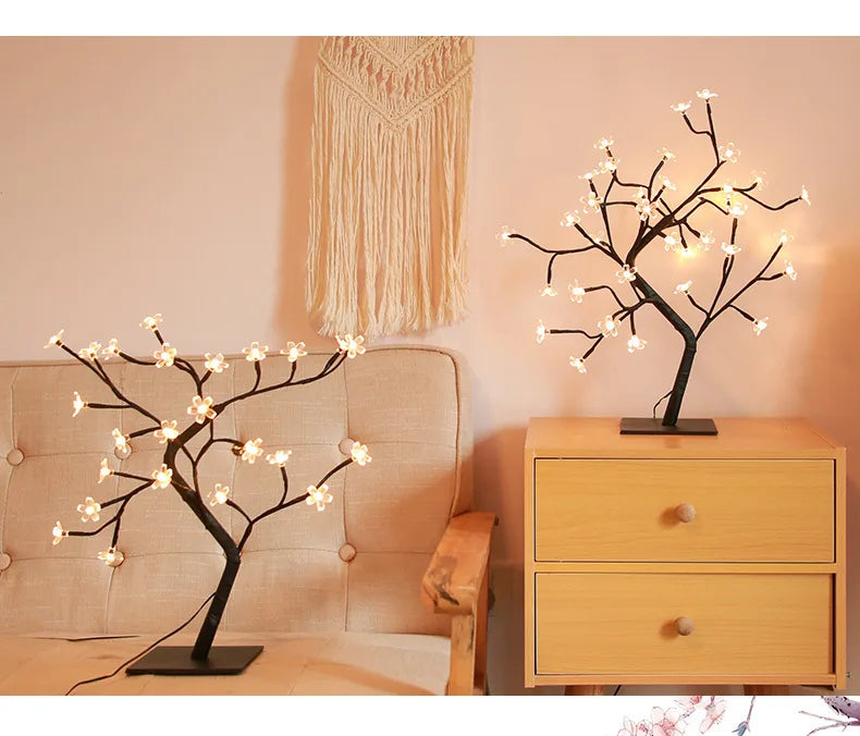 LED Kirschblüten-Baum Lampe – Warmweiß – 24/36/48 LEDs – USB & Batteriebetrieb