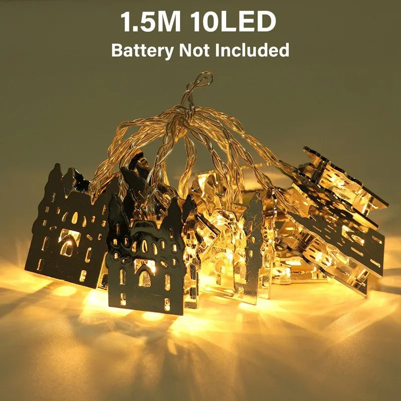 LED Lichterkette – Mond & Laterne Ramadan Dekoration, Warmweiß