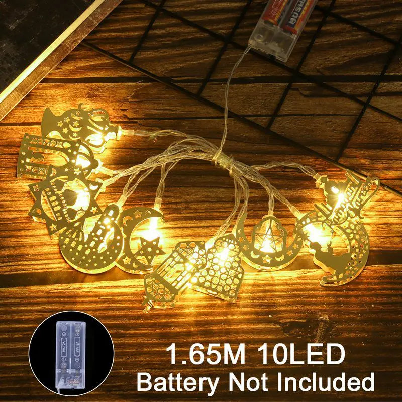 LED Lichterkette – Mond & Laterne Ramadan Dekoration, Warmweiß