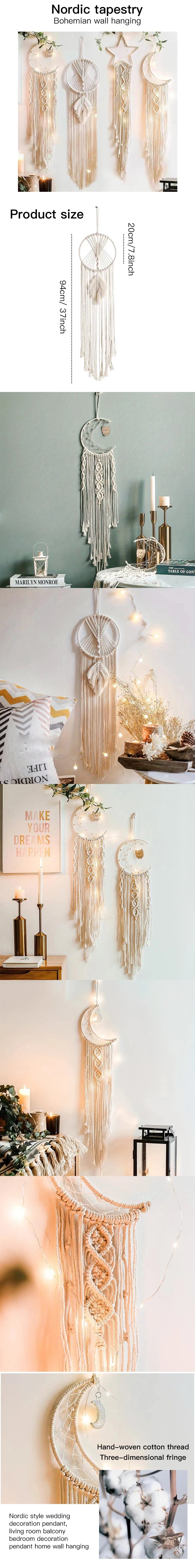 Boho Wandbehang aus Baumwolle – Handgefertigter Makramee Traumfänger