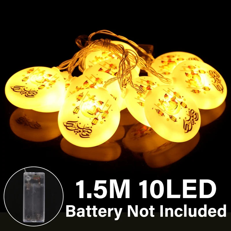 LED Lichterkette – Mond & Laterne Ramadan Dekoration, Warmweiß