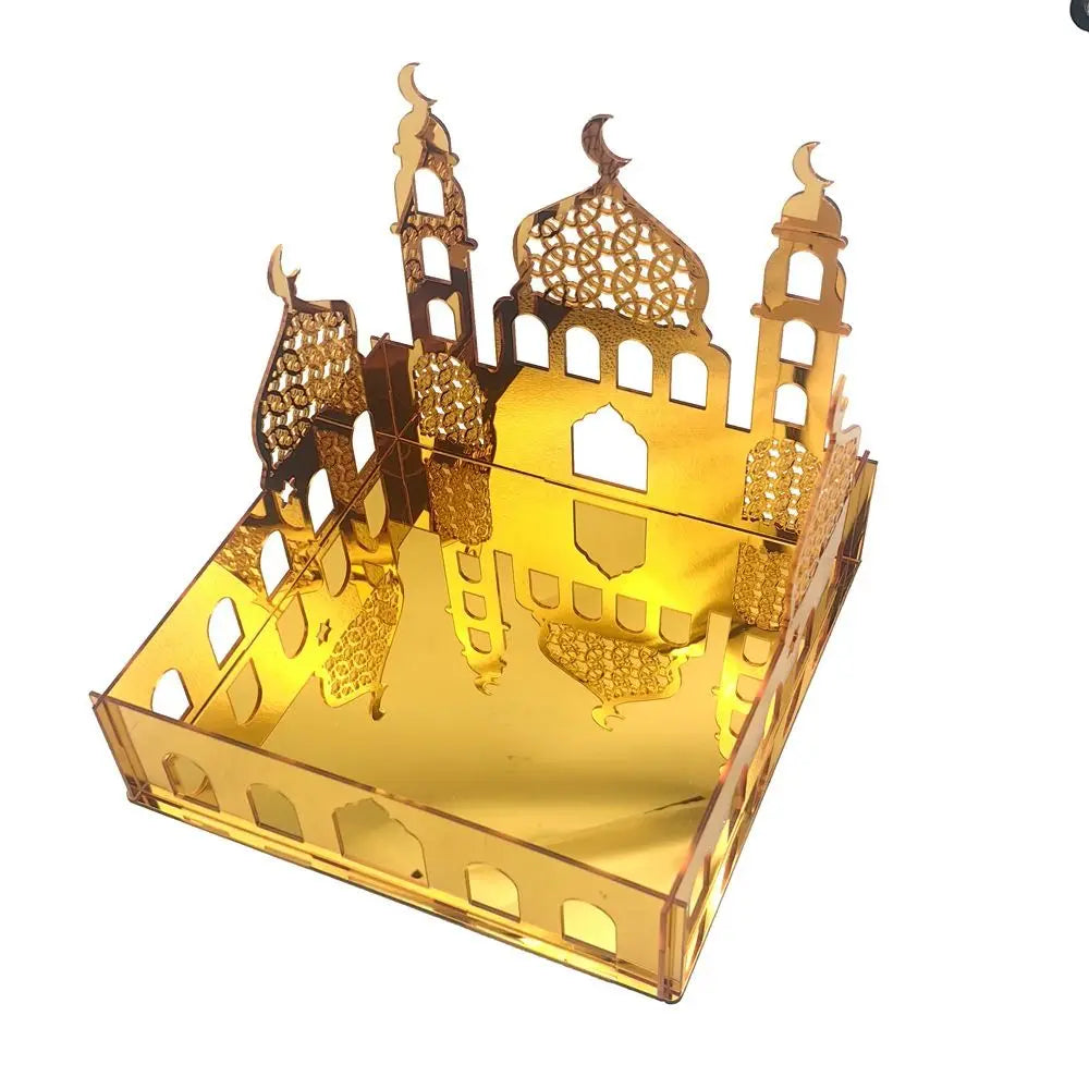 Luxuriöse Goldene Acryl Bonbon- und Aufbewahrungsbox – Elegante Ramadan & Festtagsdekoration