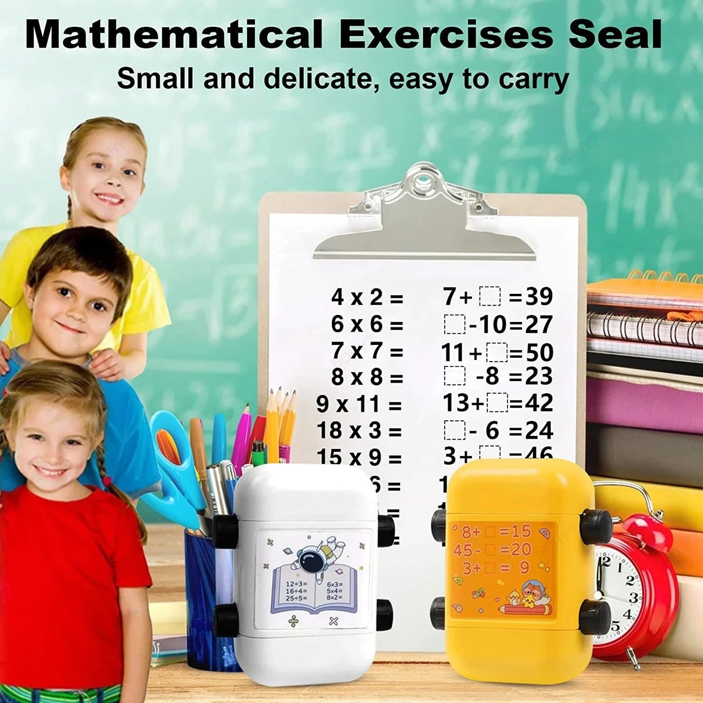 2-in-1 Mathe-Lernstempel für Kinder – Addieren & Subtrahieren mit Rollendesign