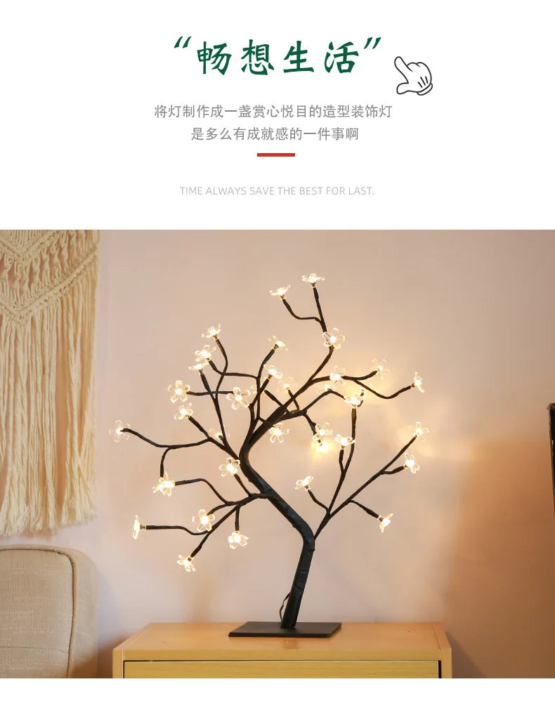 LED Kirschblüten-Baum Lampe – Warmweiß – 24/36/48 LEDs – USB & Batteriebetrieb