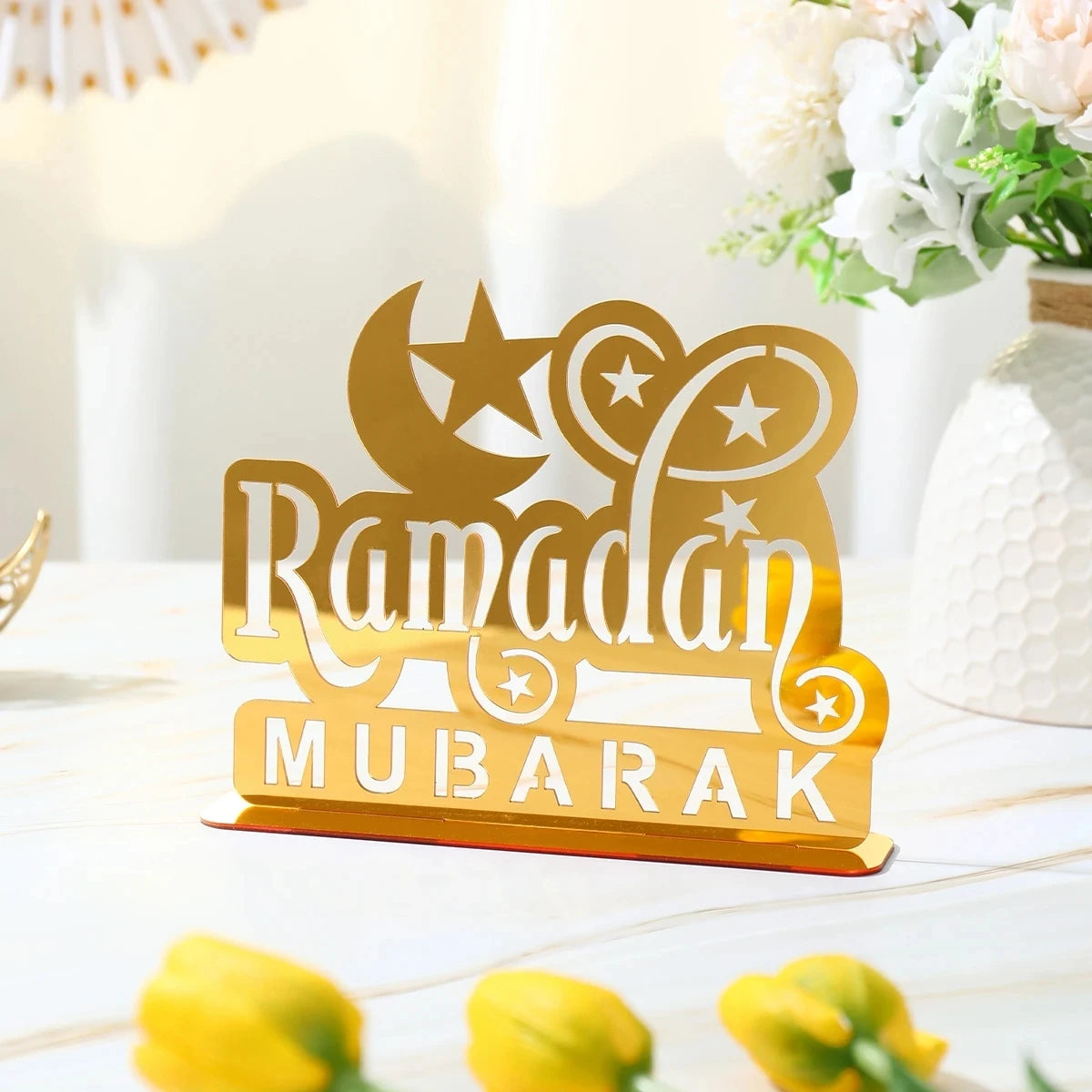 Elegant Eid & Ramadan Tray – Acrylic Decor Plate for Table Centerpieces