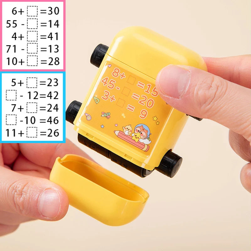 2-in-1 Mathe-Lernstempel für Kinder – Addieren & Subtrahieren mit Rollendesign