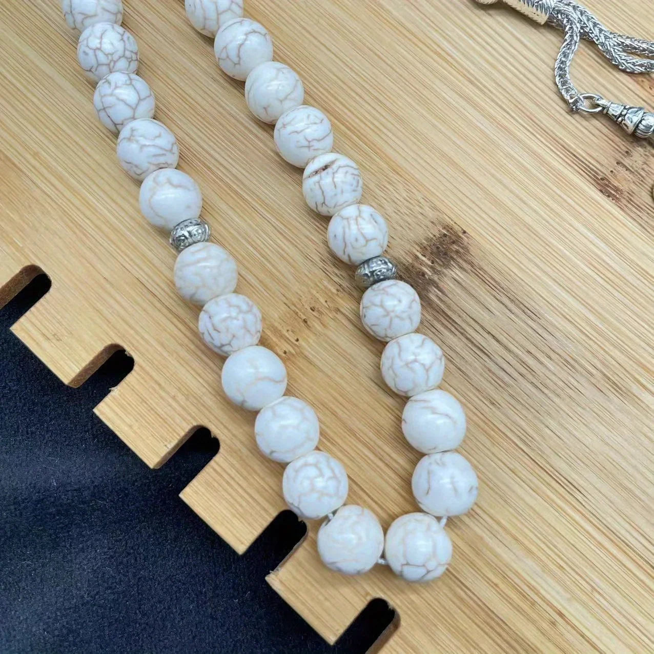 Islamischer Gebetsrosenkranz – Handgefertigte Harzperlen mit Quasten, Türkisfarben, Tasbih mit 33 Perlen