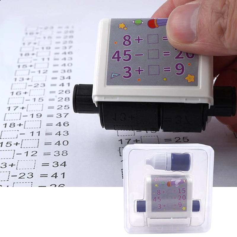 2-in-1 Mathe-Lernstempel für Kinder – Addieren & Subtrahieren mit Rollendesign