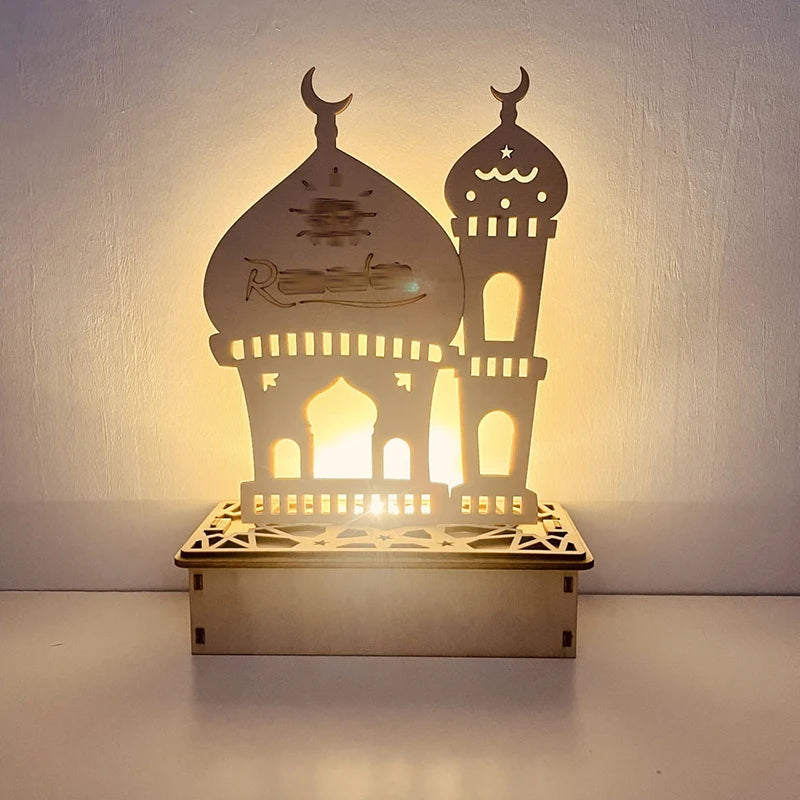 Wooden LED Lamp – Islamic Ramadan & Eid Table Ornament
