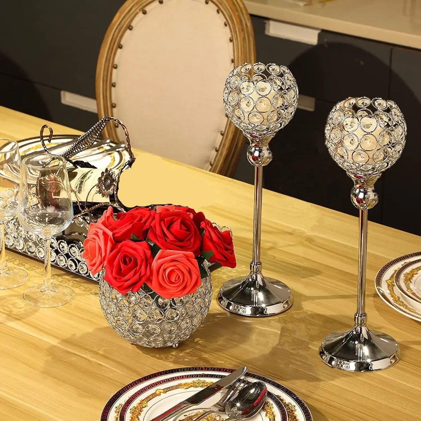 Luxuriöser Kristall-Kerzenhalter – Elegantes Tischdekor für Hochzeiten, Feste und Zuhause