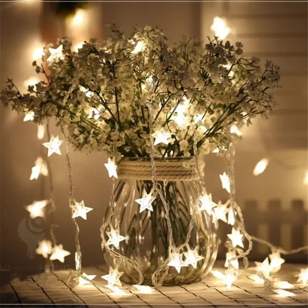 LED Sternen-Lichterkette – Warmweiß oder Bunt