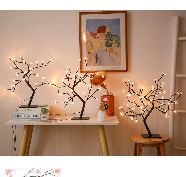 LED Kirschblüten-Baum Lampe – Warmweiß – 24/36/48 LEDs – USB & Batteriebetrieb