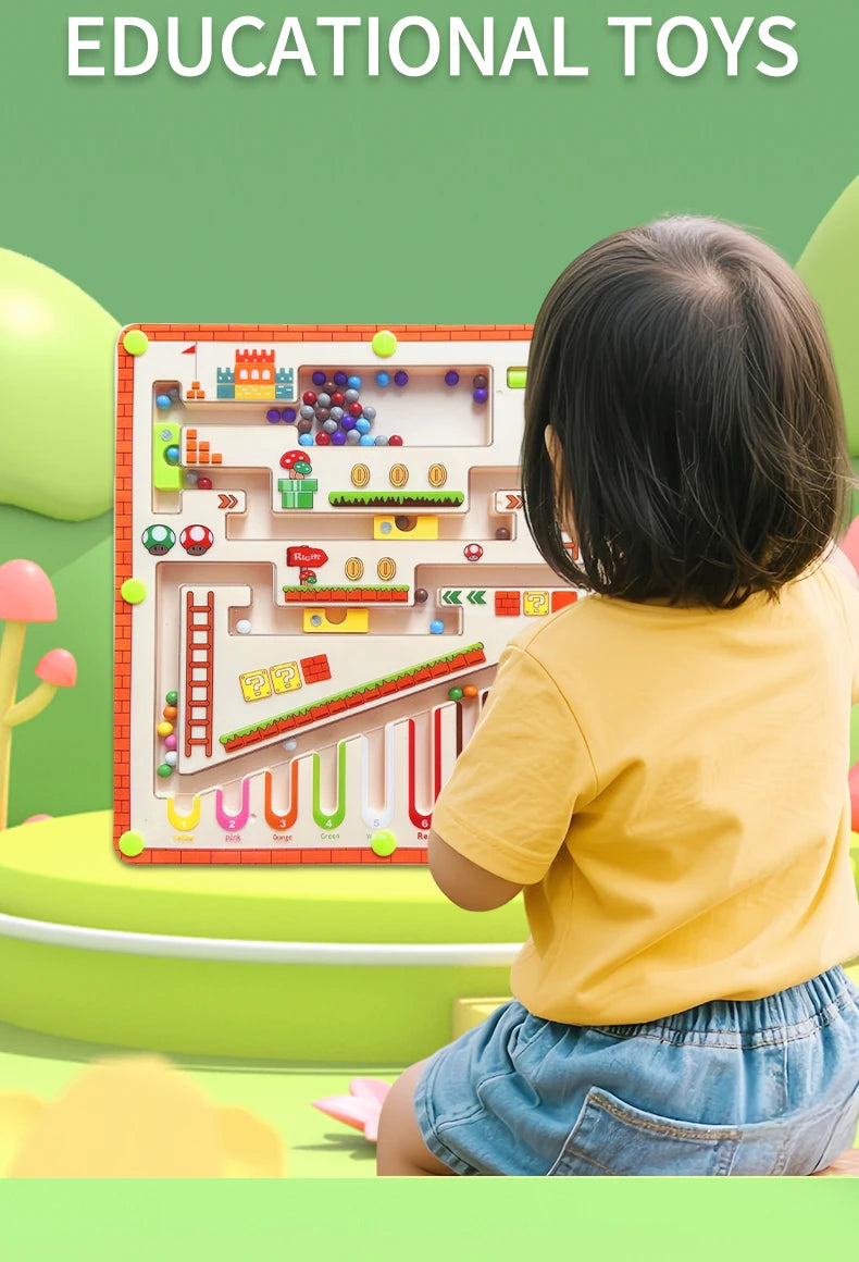Magnetisches Kugellabyrinth aus Holz – Lern- und Geschicklichkeitsspiel für Kinder