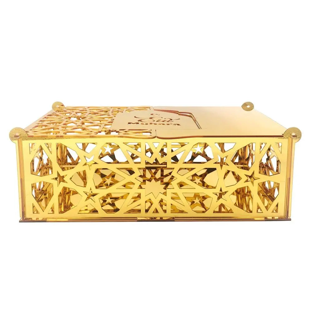 Luxuriöse Goldene Acryl Bonbon- und Aufbewahrungsbox – Elegante Ramadan & Festtagsdekoration
