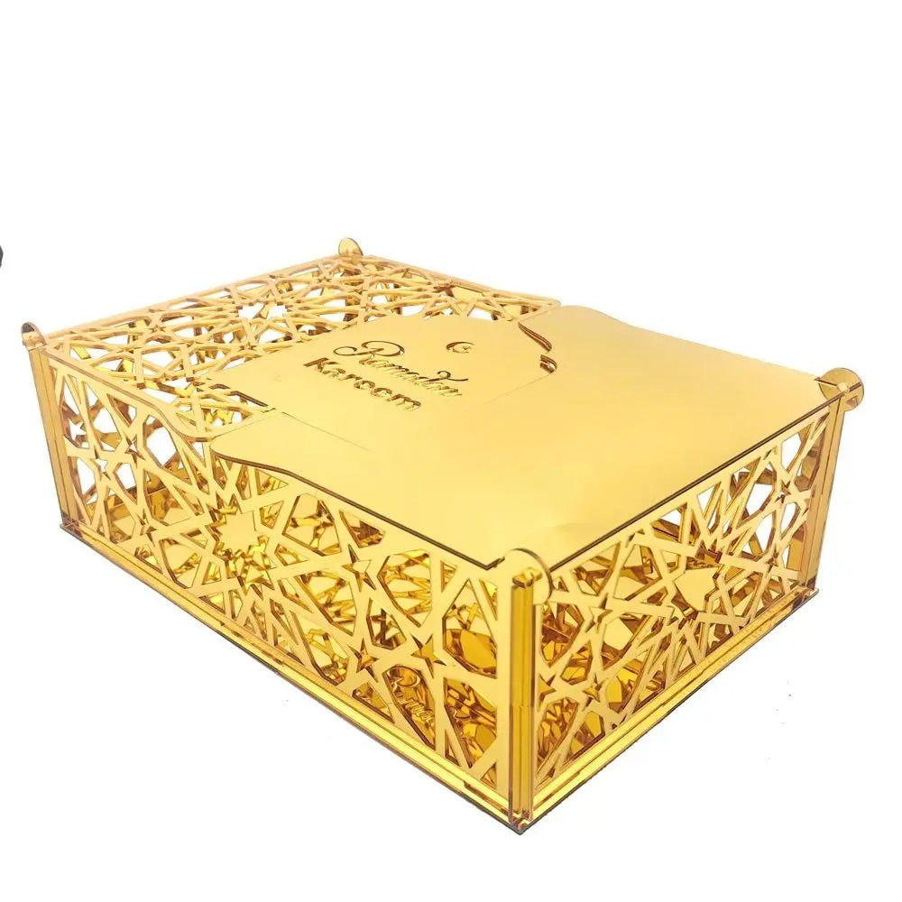 Luxuriöse Goldene Acryl Bonbon- und Aufbewahrungsbox – Elegante Ramadan & Festtagsdekoration