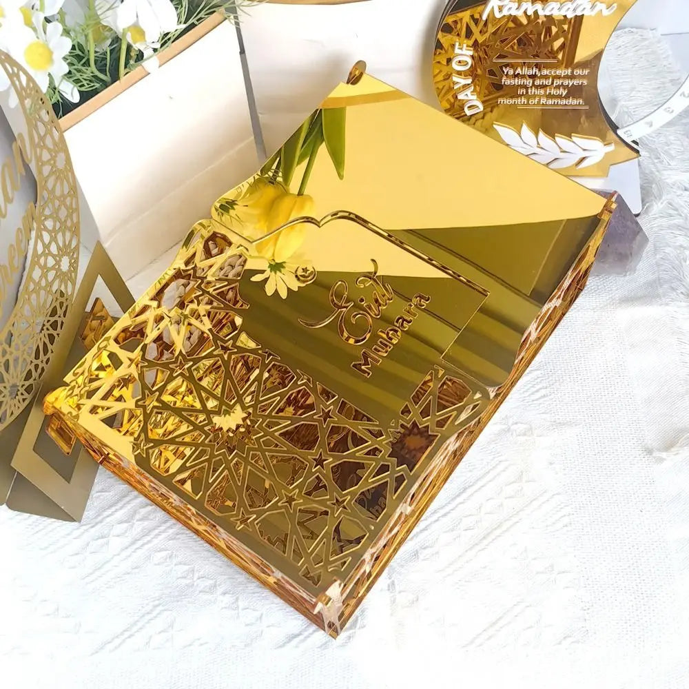 Luxuriöse Goldene Acryl Bonbon- und Aufbewahrungsbox – Elegante Ramadan & Festtagsdekoration
