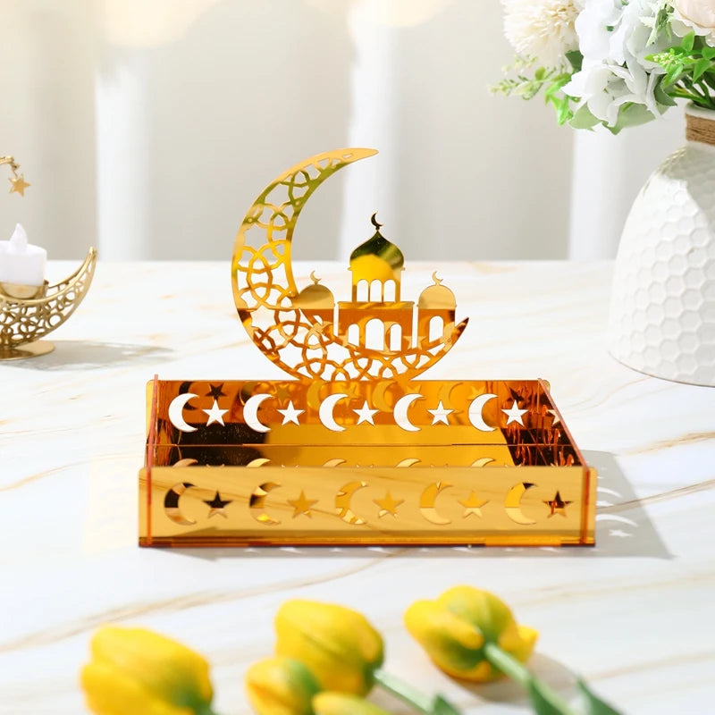 Elegant Eid & Ramadan Tray – Acrylic Decor Plate for Table Centerpieces