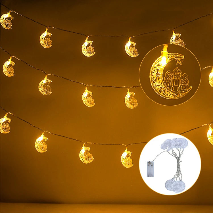 LED Lichterkette Stern & Mond – Batteriebetrieben, Warmweiß oder Bunt