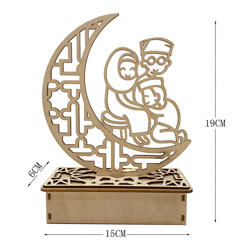Wooden LED Lamp – Islamic Ramadan & Eid Table Ornament