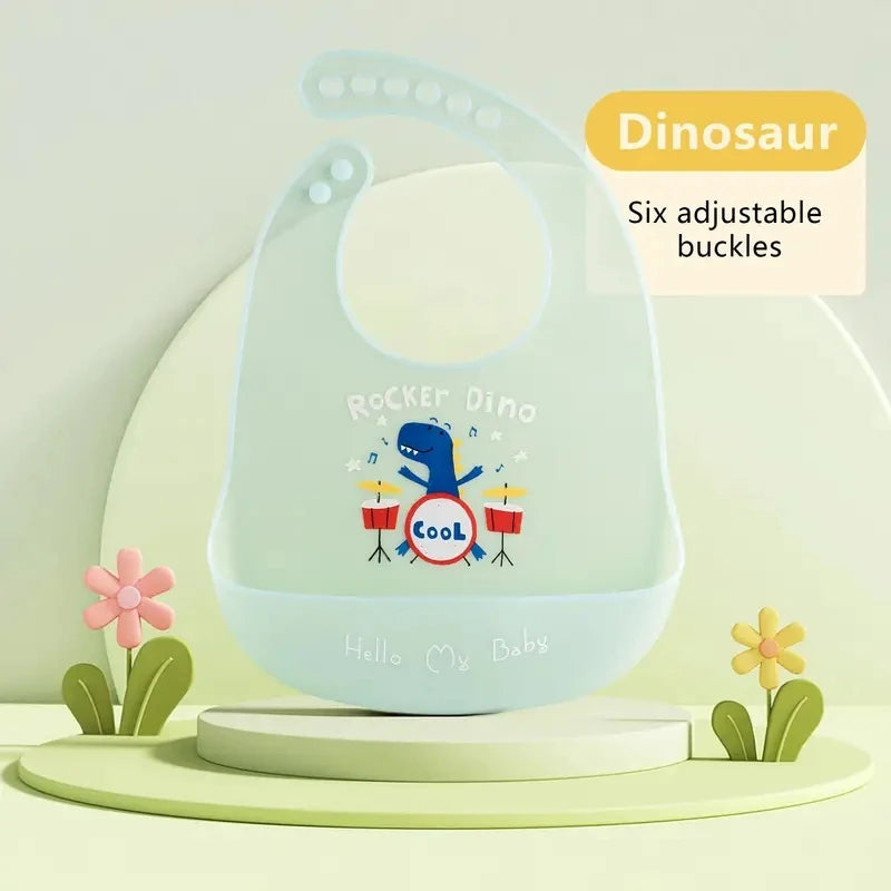 Wasserdichte Baby-Lätzchen aus Silikon, Verstellbare Weiche Babylätzchen mit Süßen Tiermotiven, Unisex für Jungen & Mädchen, Fütterungszubehör