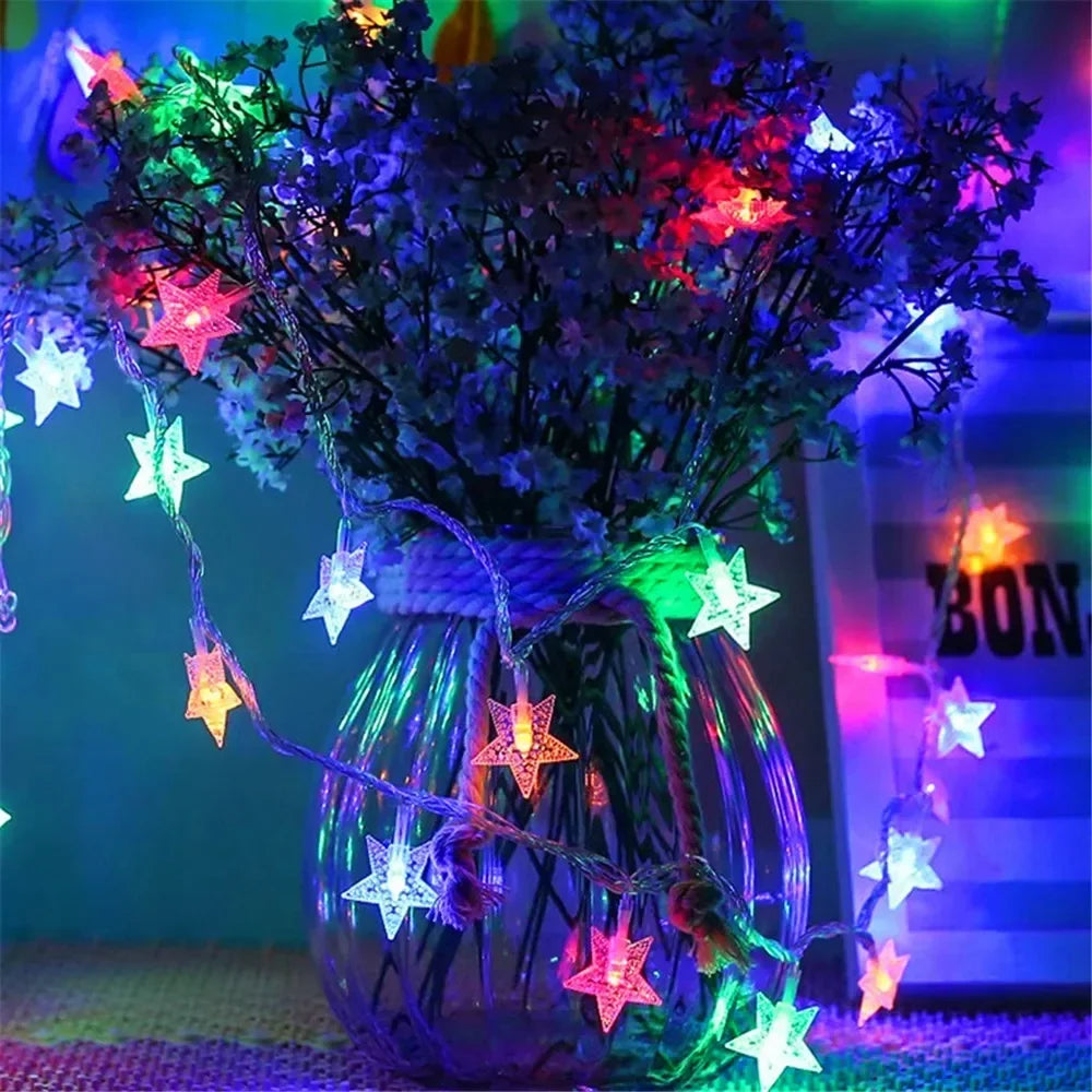 LED Sternen-Lichterkette – Warmweiß oder Bunt