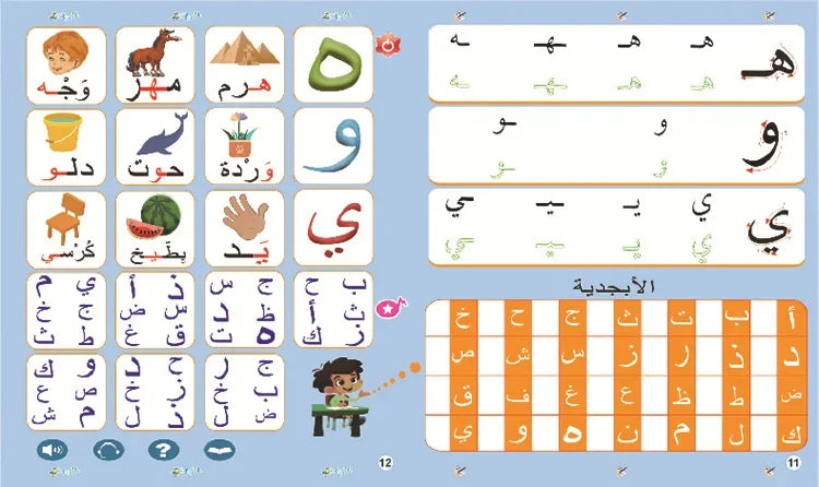 Interaktives Arabisches Lernbuch für Kinder – Buchstaben, Zahlen, Formen, Farben, Mathematik und Berufe – Mit Tonseiten und Touch-Funktion