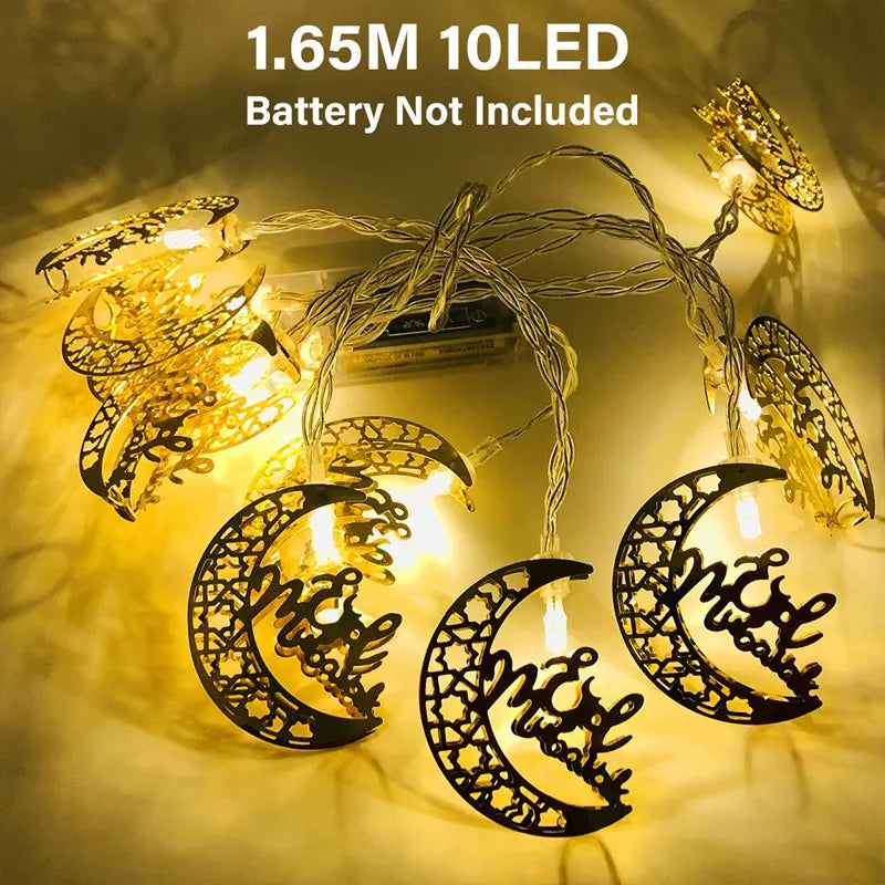 LED Lichterkette – Mond & Laterne Ramadan Dekoration, Warmweiß