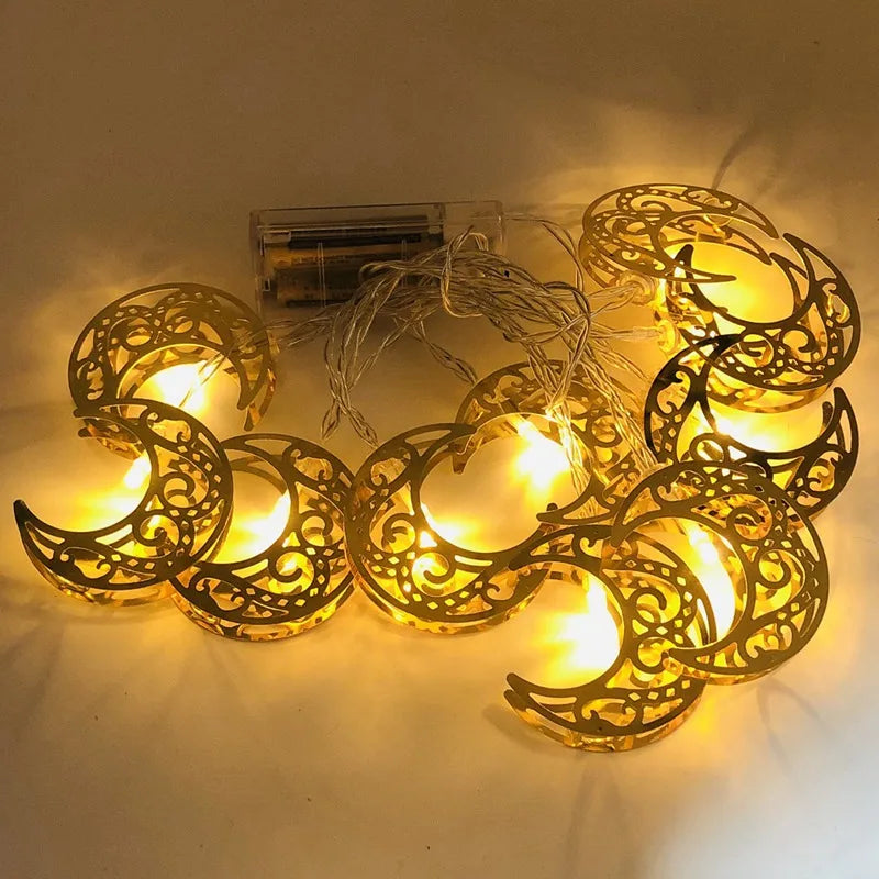 LED Lichterkette – Mond & Laterne Ramadan Dekoration, Warmweiß