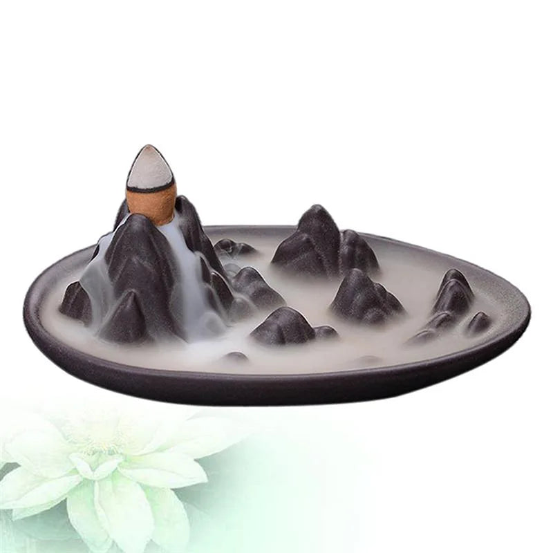 Keramik-Rückfluss-Räuchergefäß mit Lotus-Design und Fischfigur – Aromatherapie, Entspannung & Raumduft