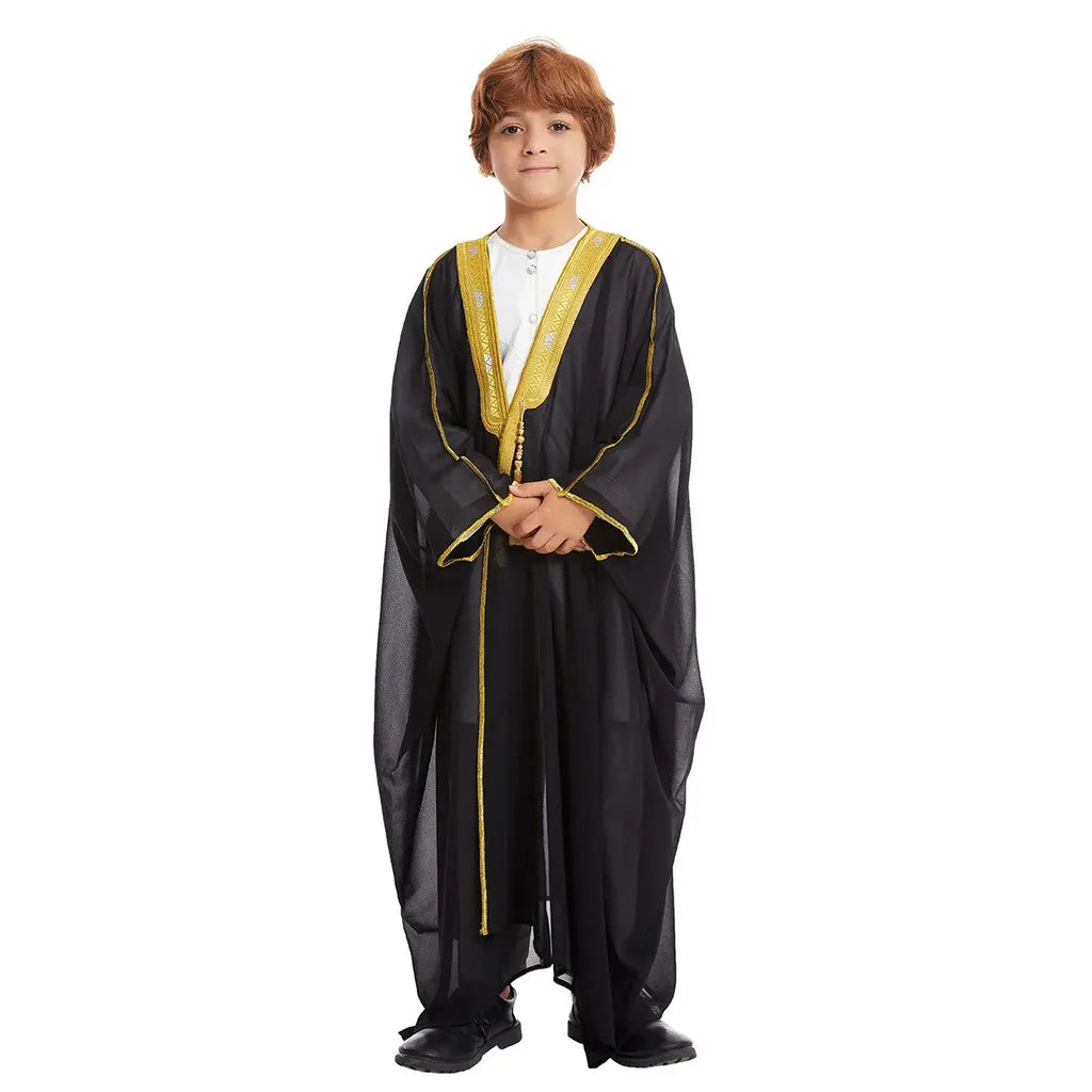 Traditionelle Arabische Männer-Bisht – Leichtes, Elegantes Übergewand mit Goldverzierung