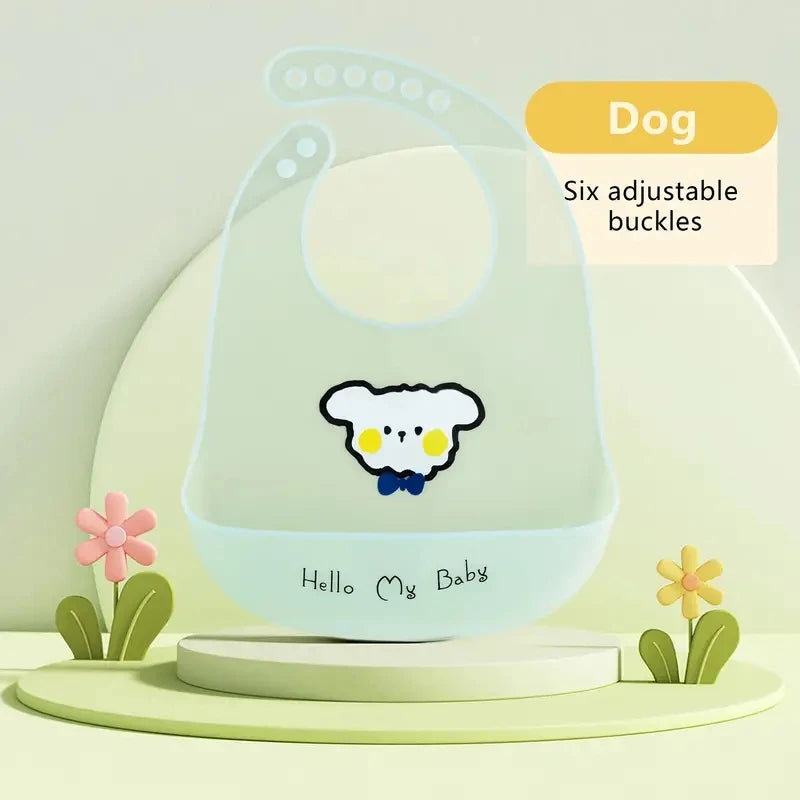 Wasserdichte Baby-Lätzchen aus Silikon, Verstellbare Weiche Babylätzchen mit Süßen Tiermotiven, Unisex für Jungen & Mädchen, Fütterungszubehör