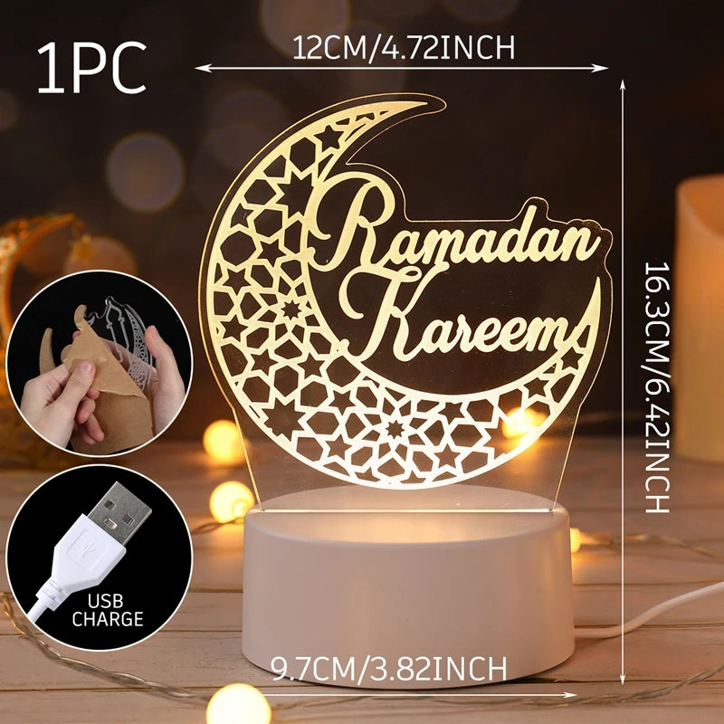 Edle Ramadan & Eid Acryl-Dekorationen – LED Tischleuchten & Deko-Ständer