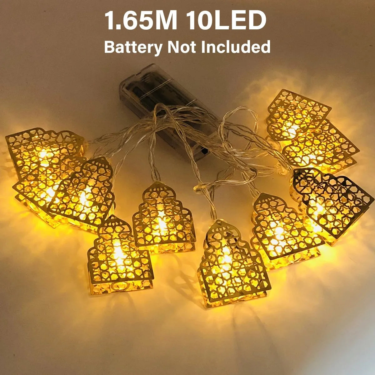 LED Lichterkette – Mond & Laterne Ramadan Dekoration, Warmweiß