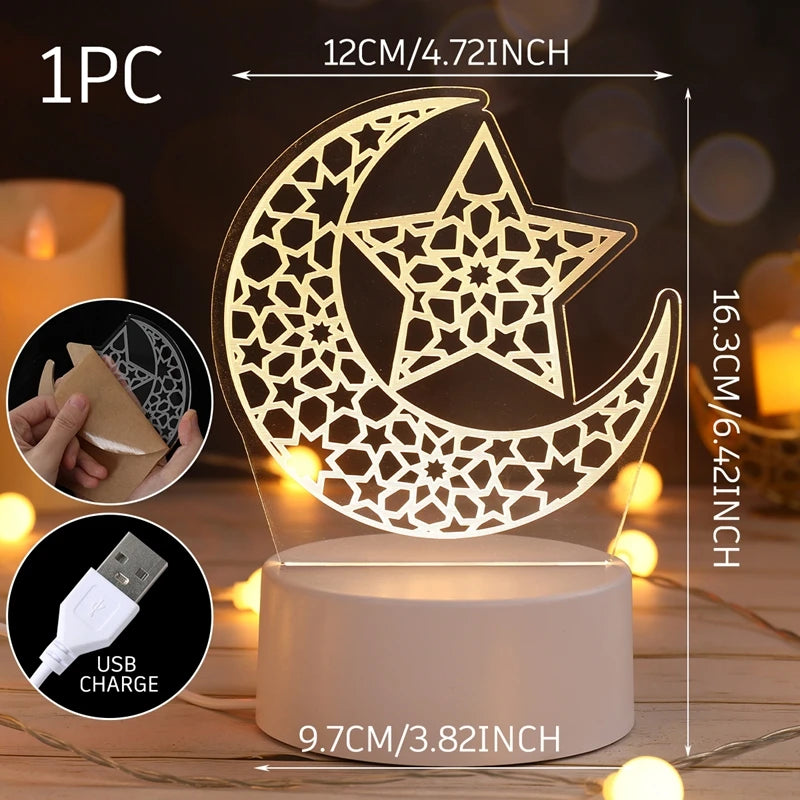 Edle Ramadan & Eid Acryl-Dekorationen – LED Tischleuchten & Deko-Ständer