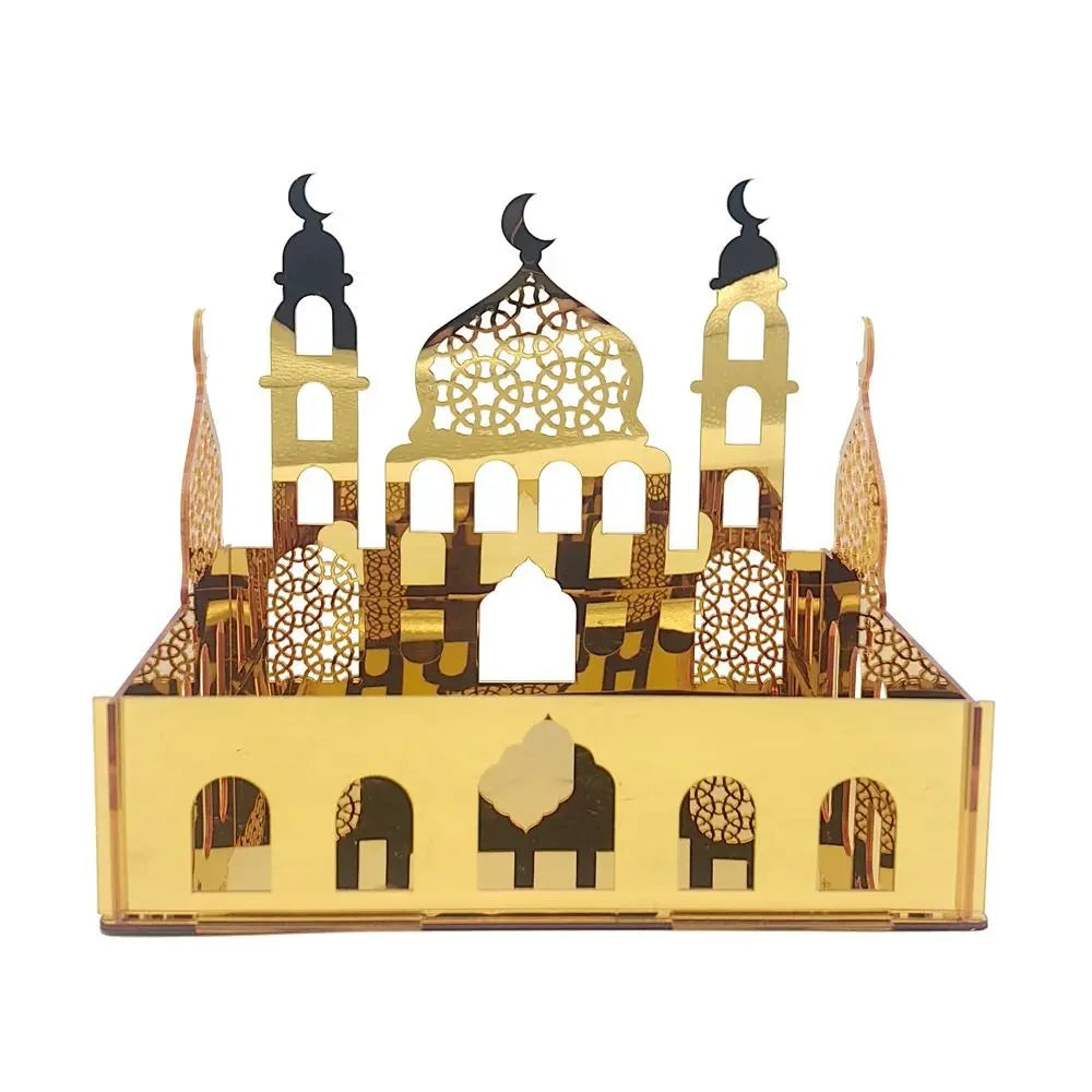 Luxuriöse Goldene Acryl Bonbon- und Aufbewahrungsbox – Elegante Ramadan & Festtagsdekoration