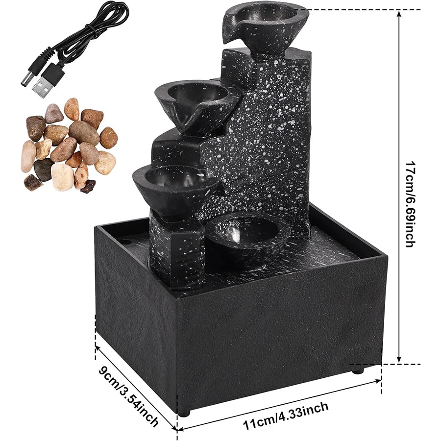 LED Tischbrunnen – Entspannender Wasserfluss mit einstellbarer Pumpe