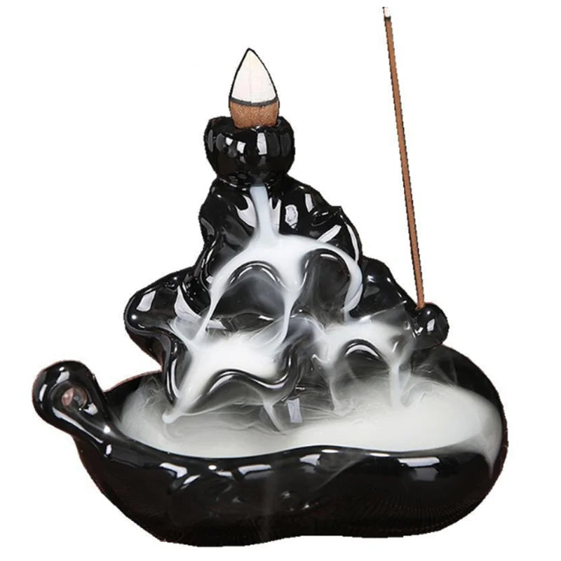 Keramik-Rückfluss-Räuchergefäß mit Lotus-Design und Fischfigur – Aromatherapie, Entspannung & Raumduft